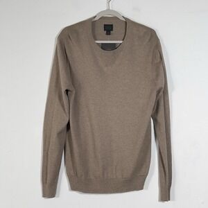 14th And Union Cotton Cashmere Crewneck Sweater Mens Sz L Cream Lightweight
